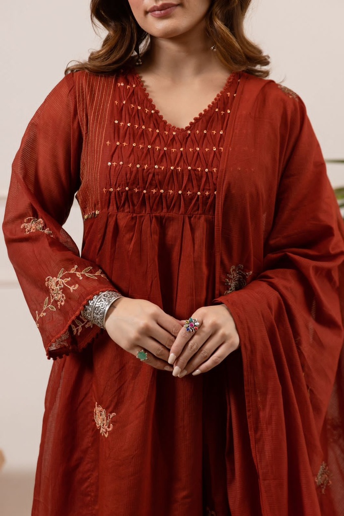 Premium Cotton Chanderi Kurti Sets 4609