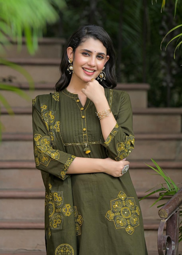 Applique Cotton Kurti Sets 4609
