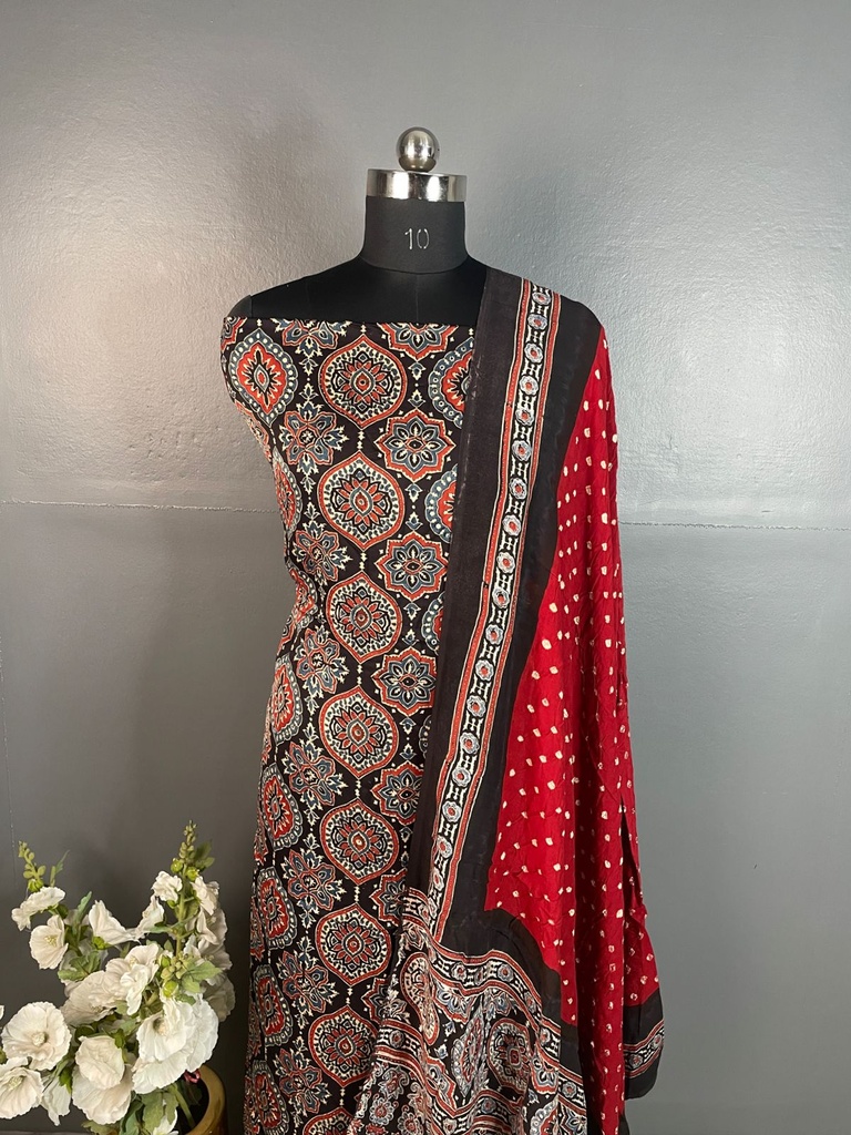 Ajrakh Bandhani Suit Set 5012
