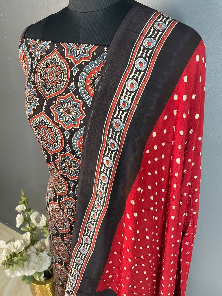 Ajrakh Bandhani Suit Set 5012