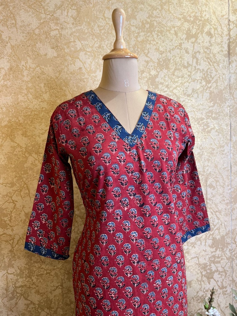 Ajrakh Cotton Kurtis 5055