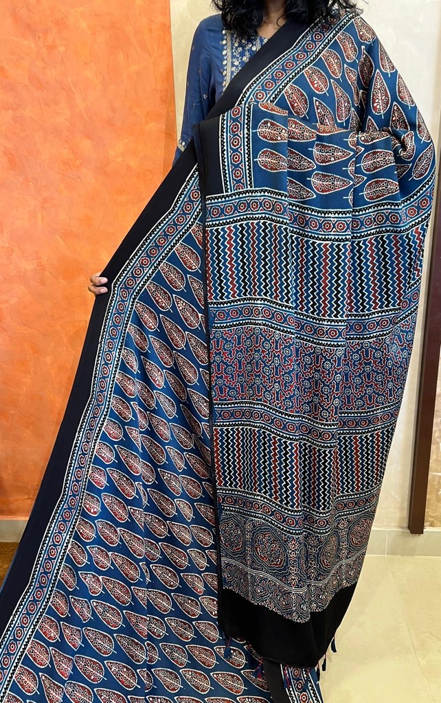 Ajrakh Modal Silk Saree 5048