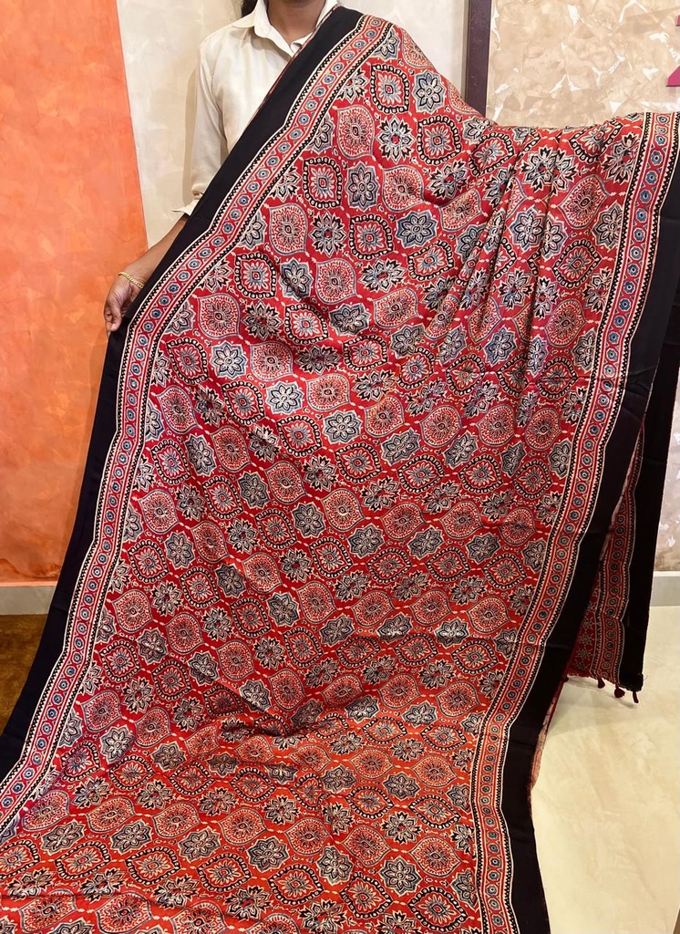 Ajrakh Modal Silk Saree 5048