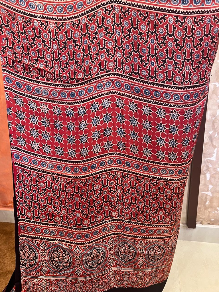 Ajrakh Modal Silk Saree 5048