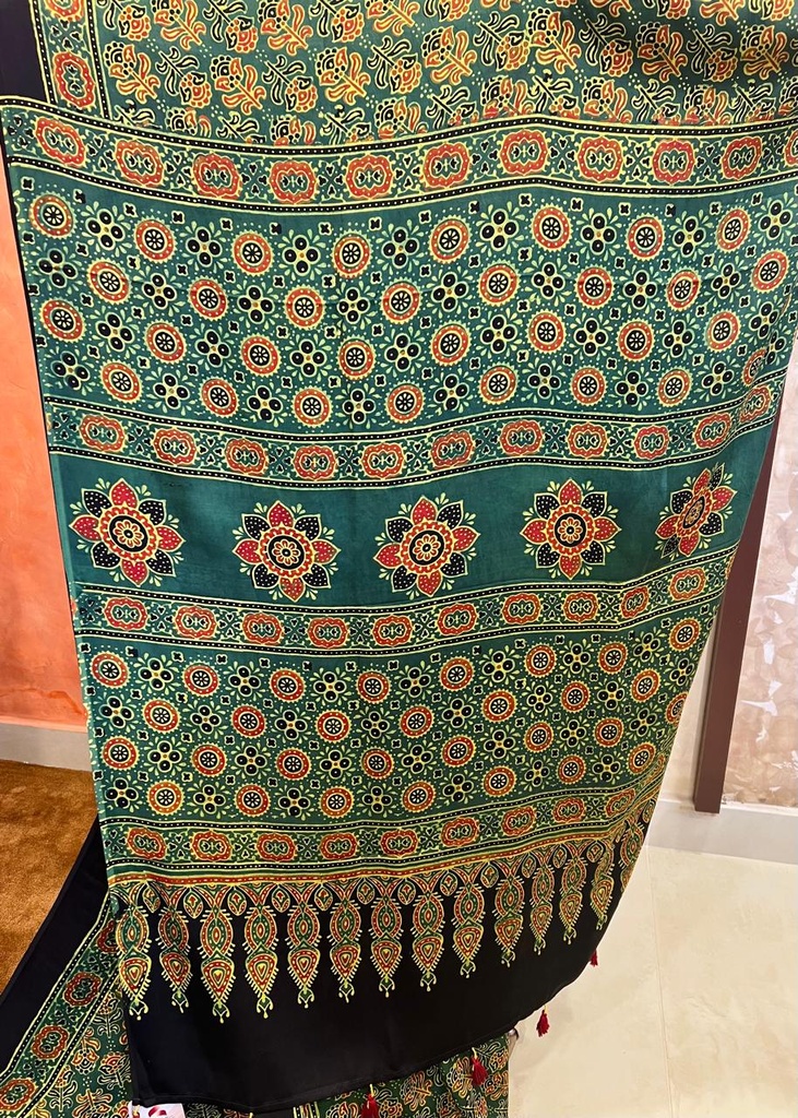 Premium Ajrakh Modal Silk Sarees 4243