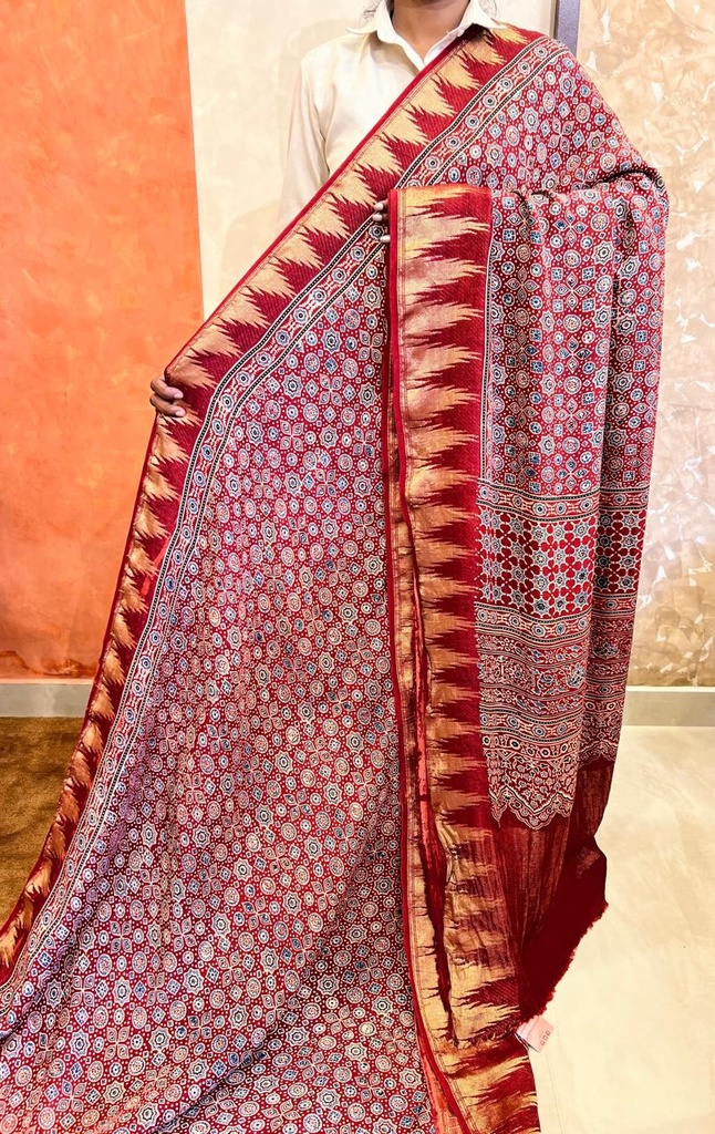Premium Ajrakh Dolla Silk Saree 5033