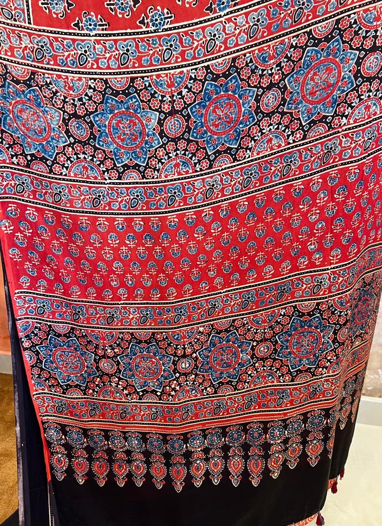 Premium Ajrakh Modal Silk Saree 5033