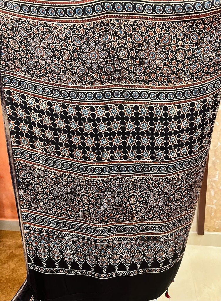 Ajrakh Modal Silk Sarees 4243