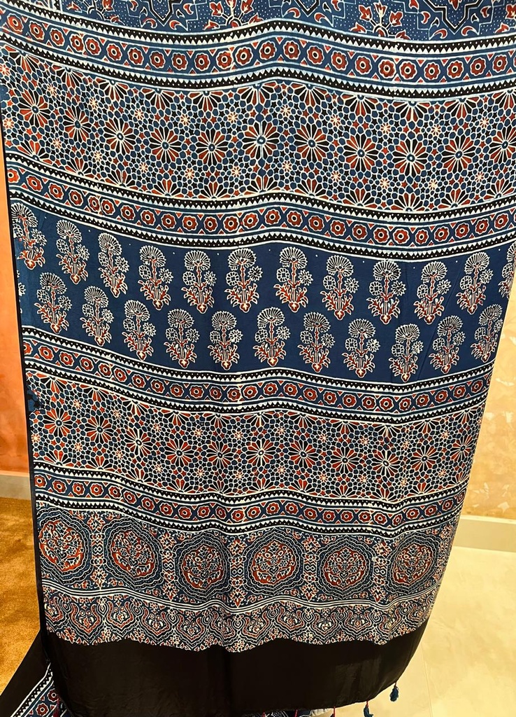 Premium Ajrakh Modal Silk Saree 5033