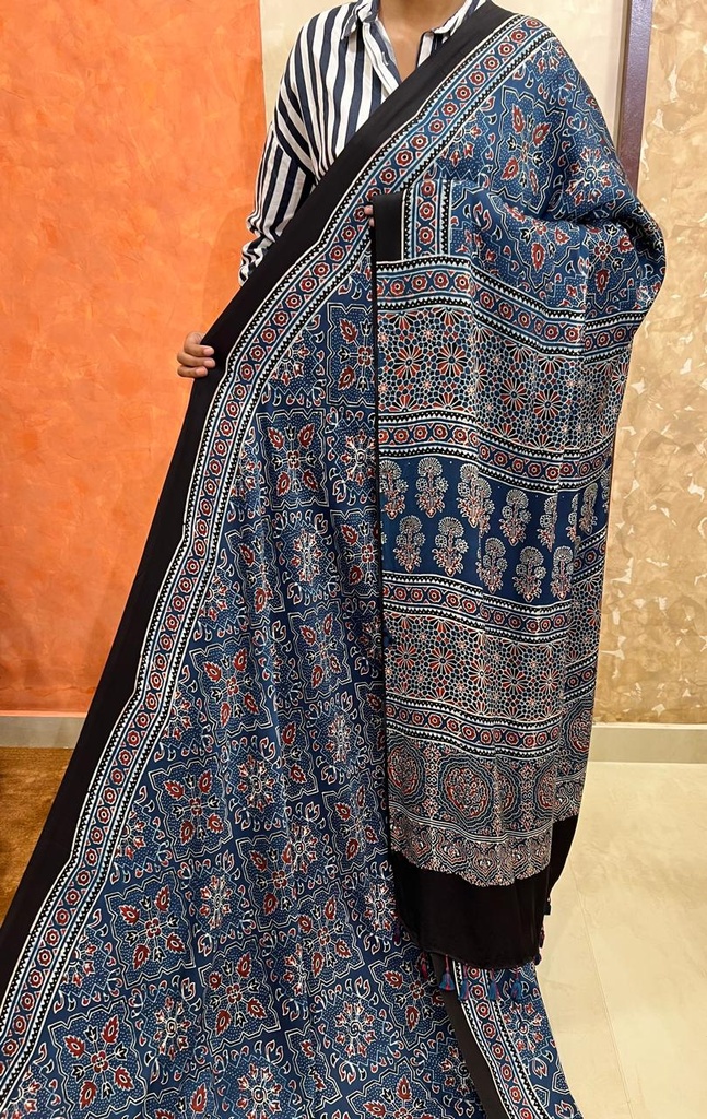 Premium Ajrakh Modal Silk Saree 5033