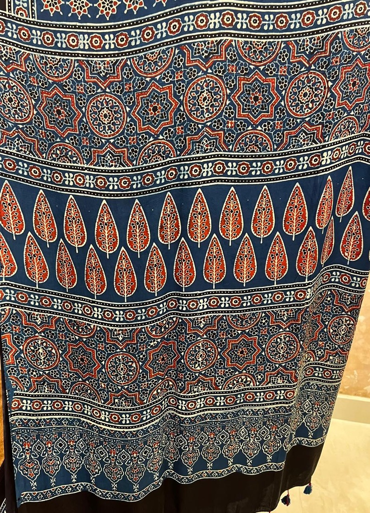 Premium Ajrakh Modal Silk Saree 5033