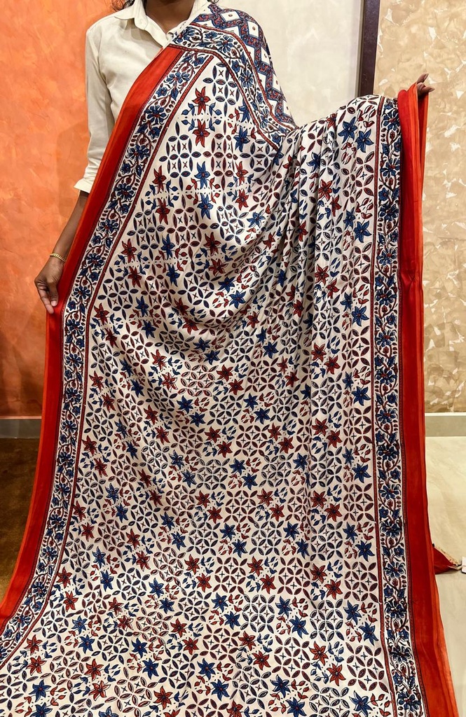 Premium Ajrakh Modal Silk Saree 5033