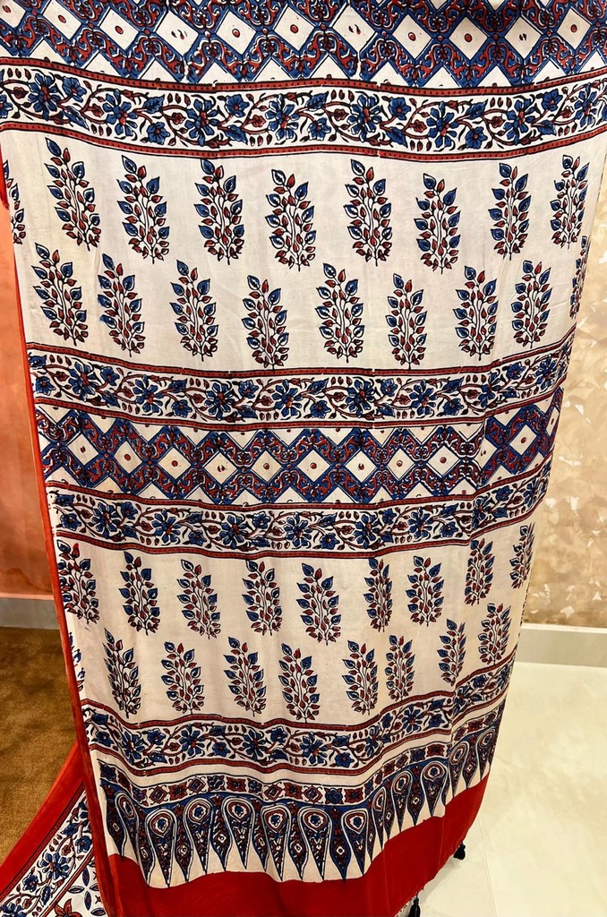 Premium Ajrakh Modal Silk Saree 5033