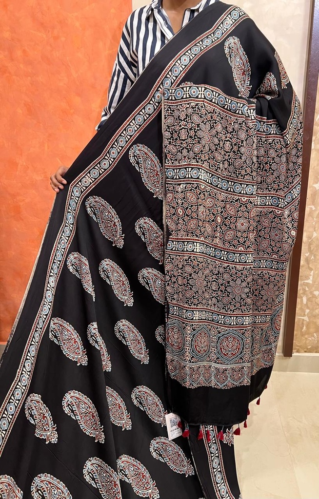 Premium Ajrakh Modal Silk Saree 5033