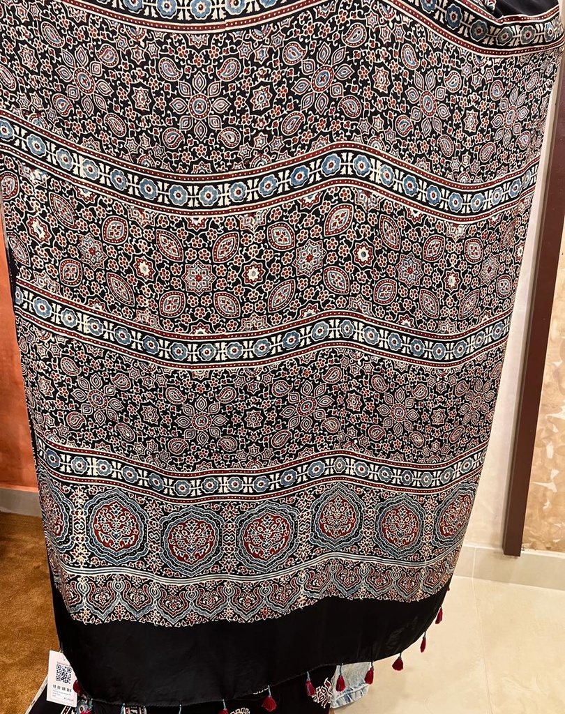 Premium Ajrakh Modal Silk Saree 5033