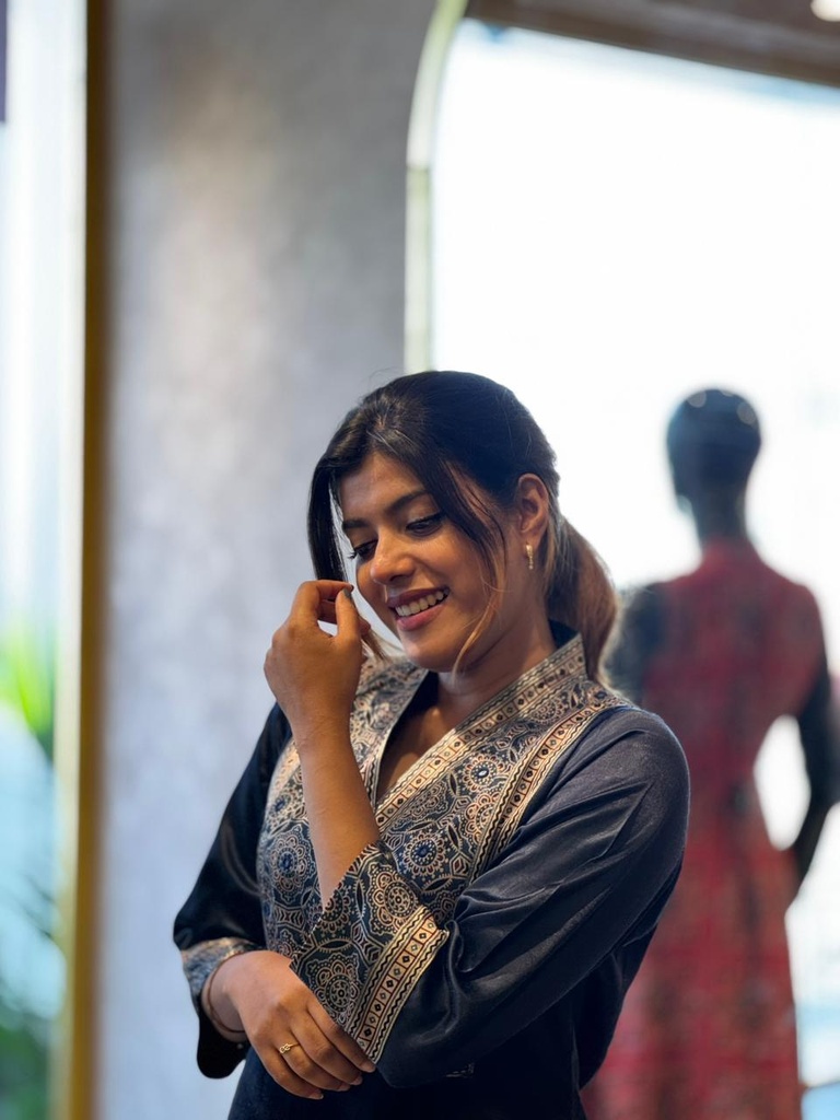 Ajrakh Mashru Silk Coord Set 