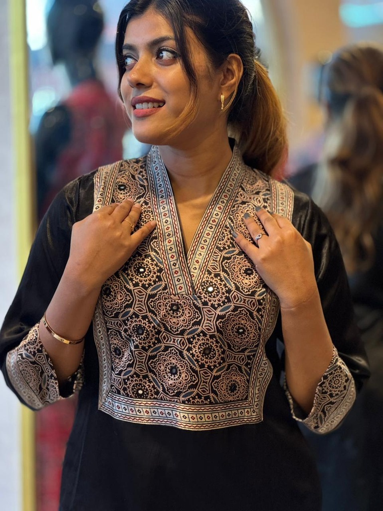 Ajrakh Mashru Silk Coord Set 