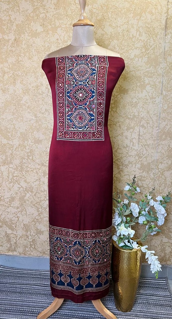 Premium Ajrakh Modal Silk Top and Dupatta Sets 5012