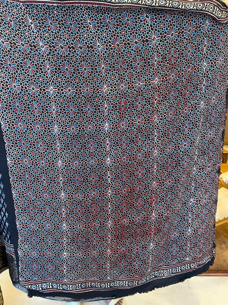 Premium Ajrakh Dola Silk Saree 5033