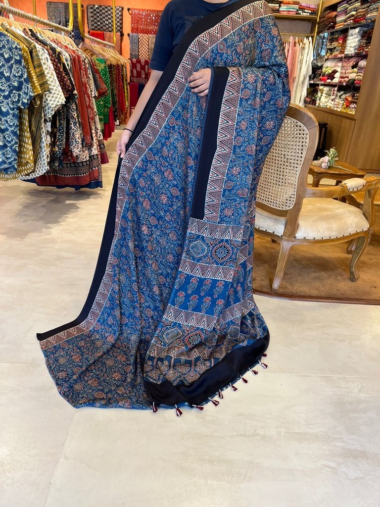 Premium Ajrakh Modal Silk Saree 5033