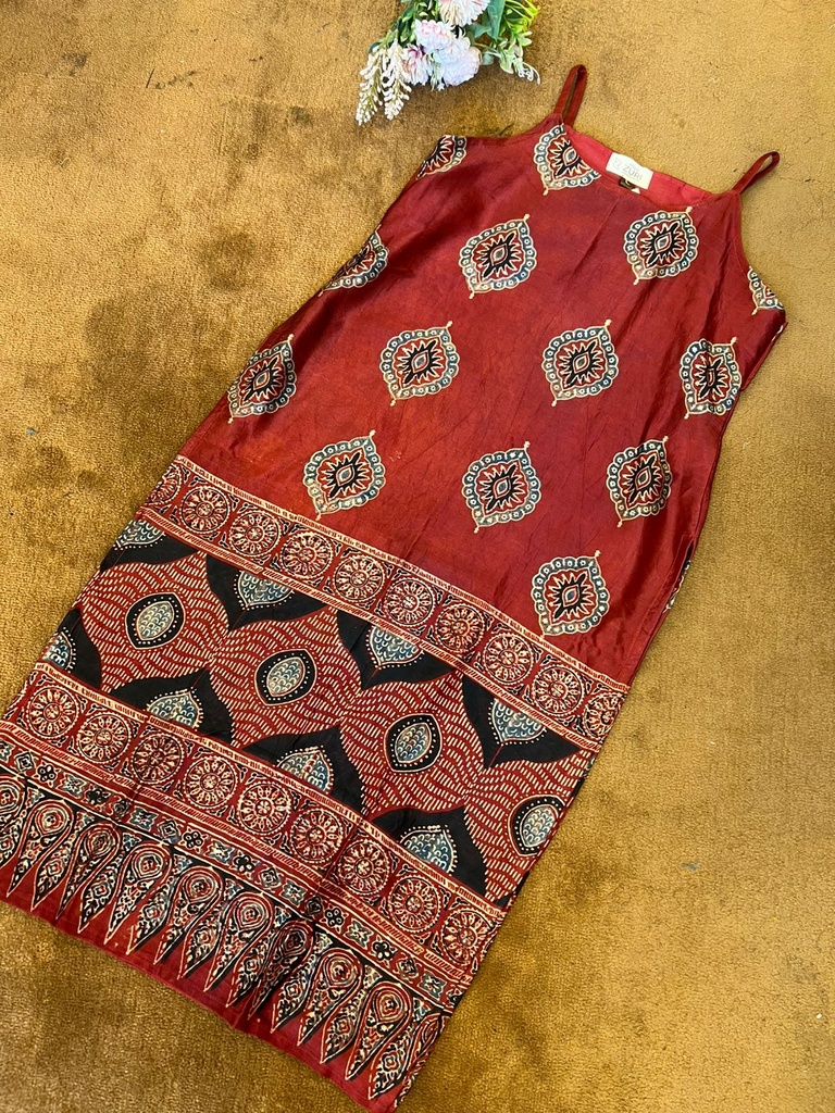 Ajrakh Silk Kurti 5053