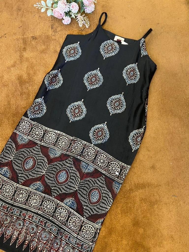 Ajrakh Silk Kurti 5053
