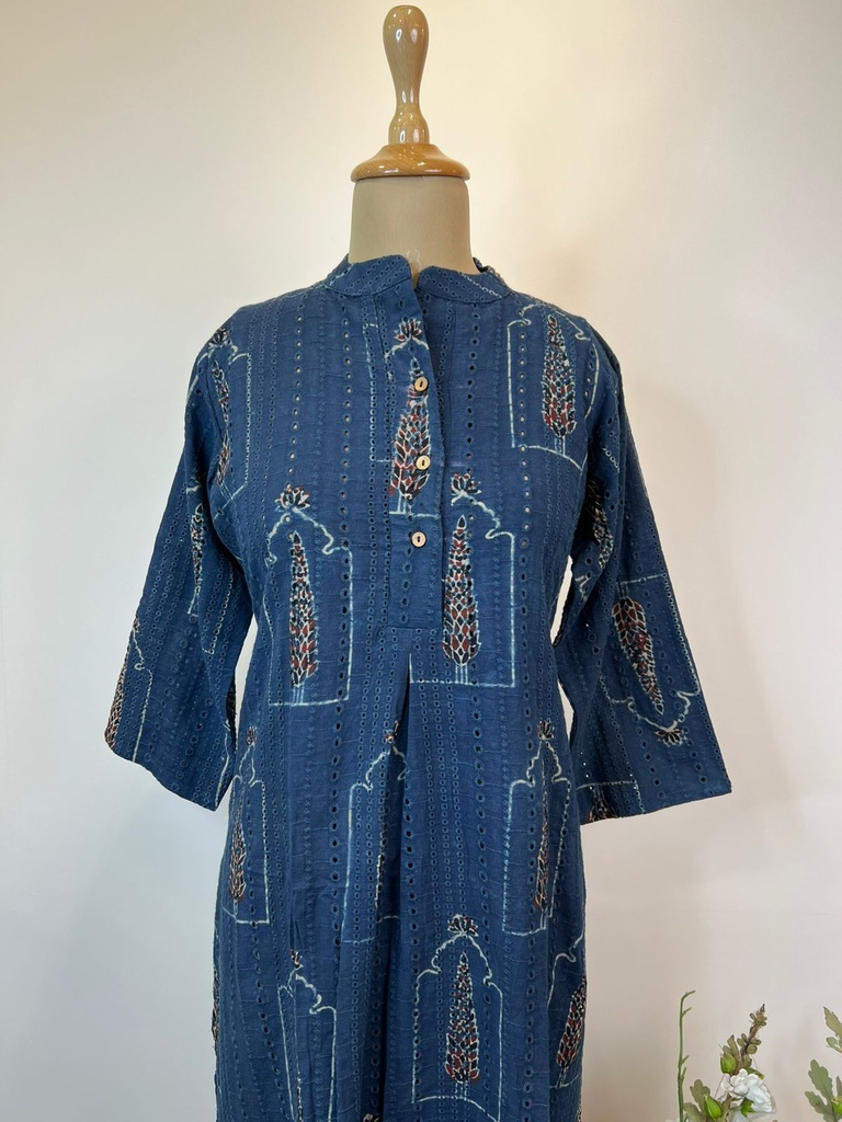 Ajrakh Hakoba Cotton Kurti 5054