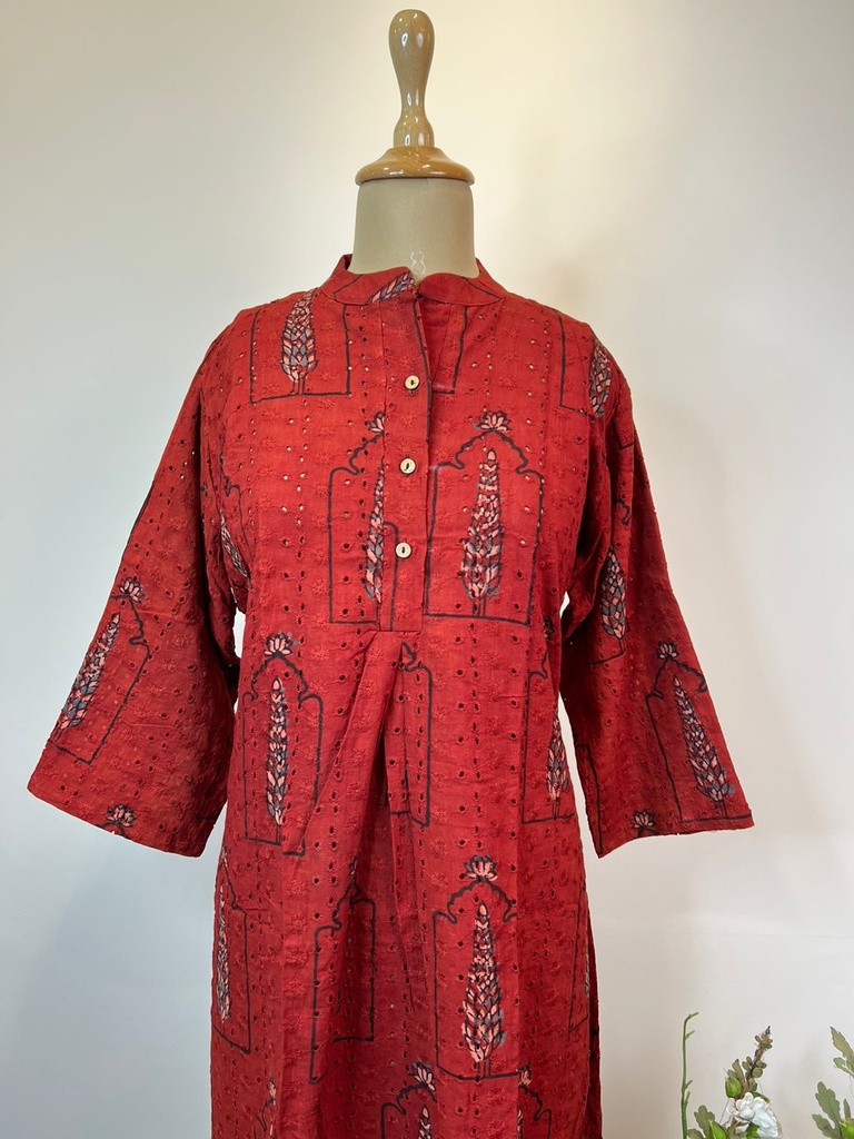 Ajrakh Hakoba Cotton Kurti 5054