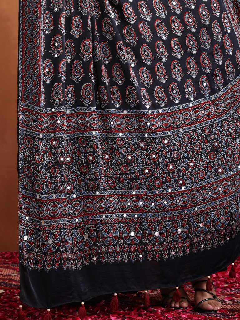Ajrakh Handwork Silk Dupatta 5035