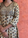 Ajrakh Handwork Anarkali Kurti 5028 Ivory