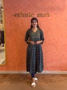 Ajrakh Handwork Anarkali Kurti 5028 Olive Blue