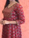 Ajrakh Handwork Anarkali Kurti 5028 Red
