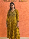 Ajrakh Handwork Anarkali Kurti 5028 Yellow