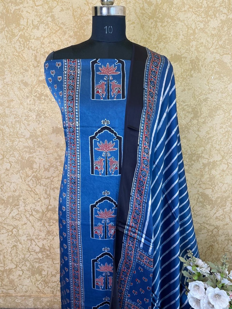 Ajrakh Modal Silk Suit 5012