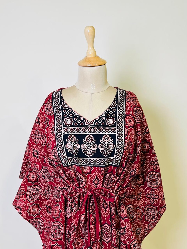 Ajrakh Cotton Kaftans 4802 Red 4