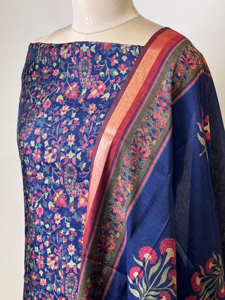 Maheshwari Silk Suits 5025 Blue Red