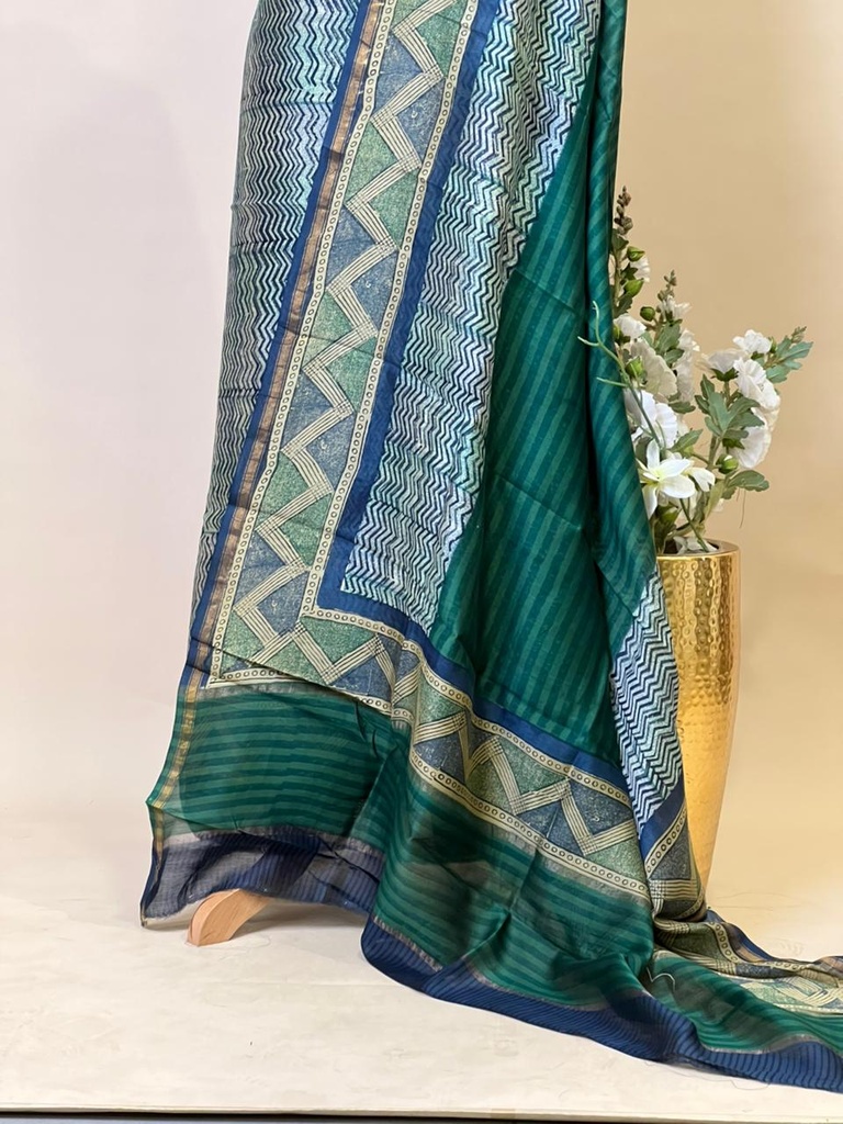 Maheshwari Silk Suits 5025 Blue Zigzag