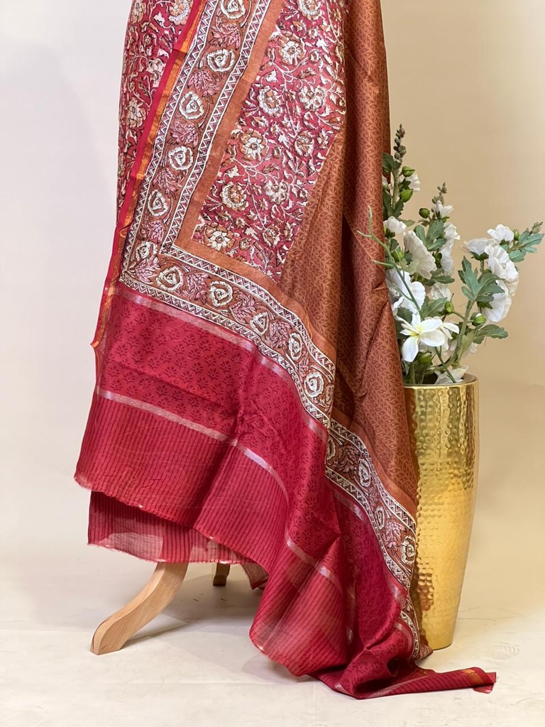 Maheshwari Silk Suits 5025 Brown Red