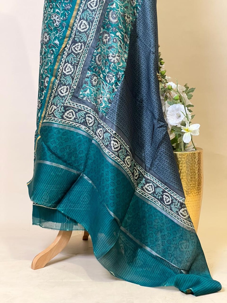 Maheshwari Silk Suits 5025 Green Black