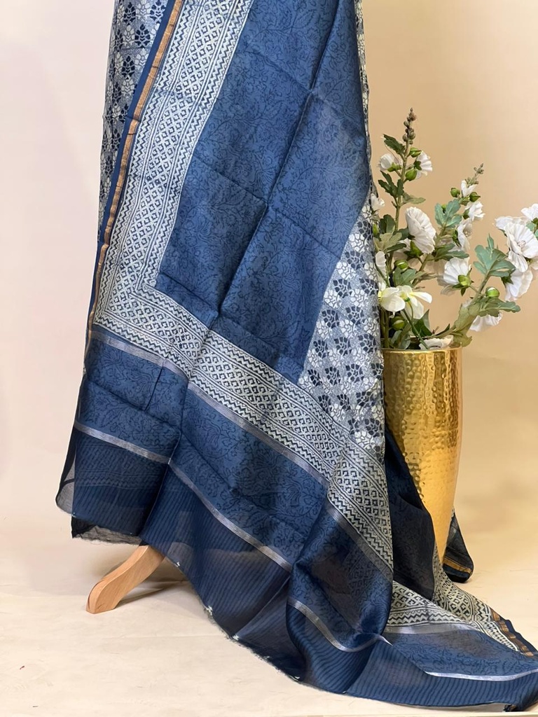 Maheshwari Silk Suits 5025 Navy Blue 2