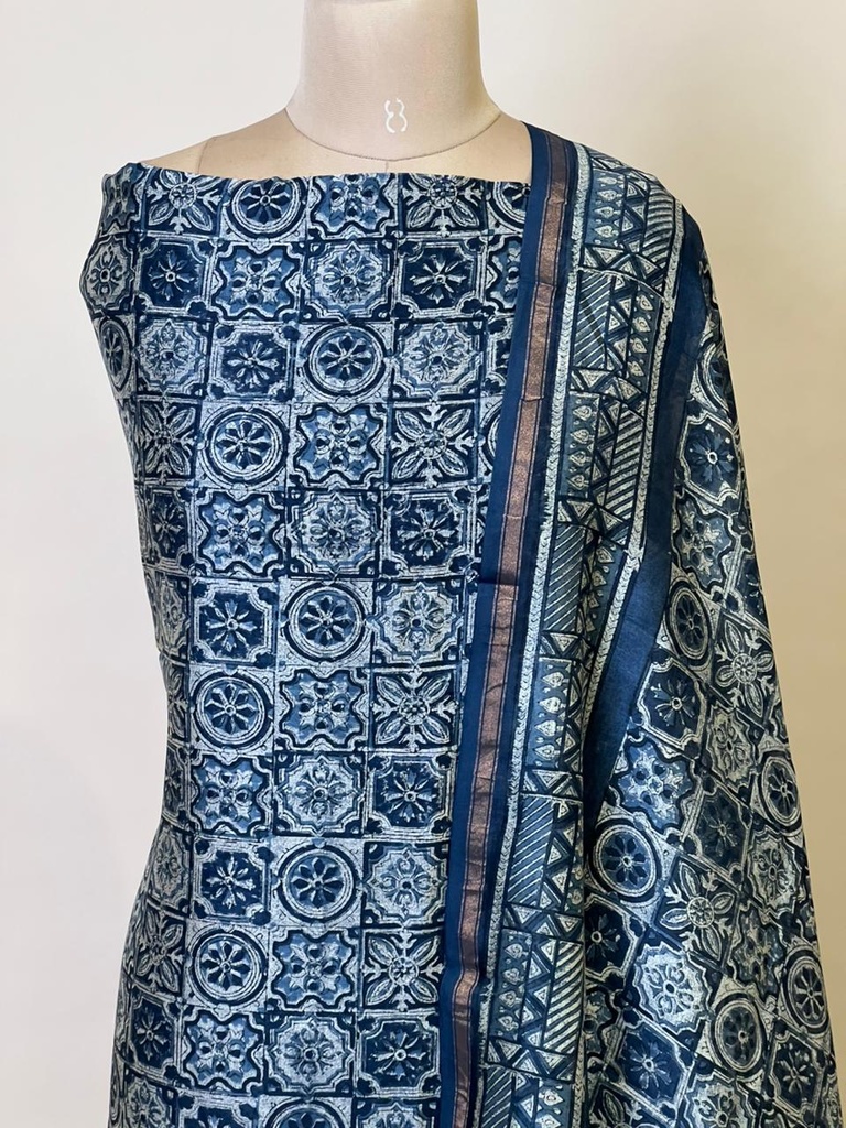 Maheshwari Silk Suits 5025 Navy Blue