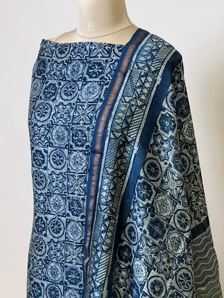 Maheshwari Silk Suits 5025 Navy Blue