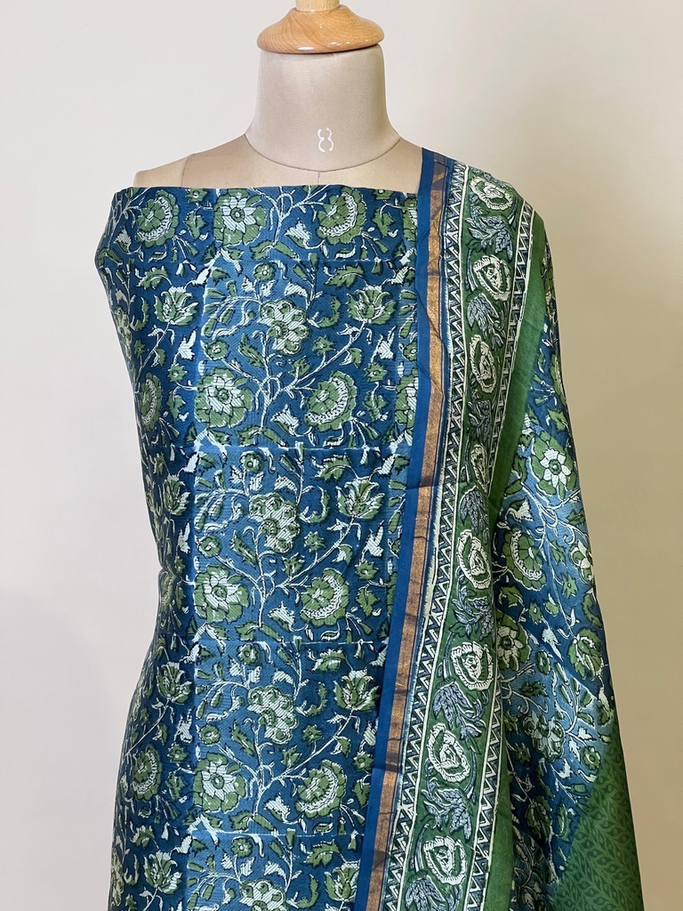 Maheshwari Silk Suits 5025 Green Blue