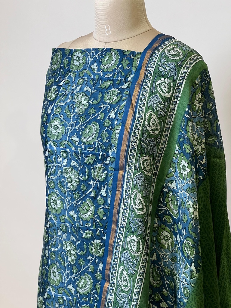 Maheshwari Silk Suits 5025 Green Blue