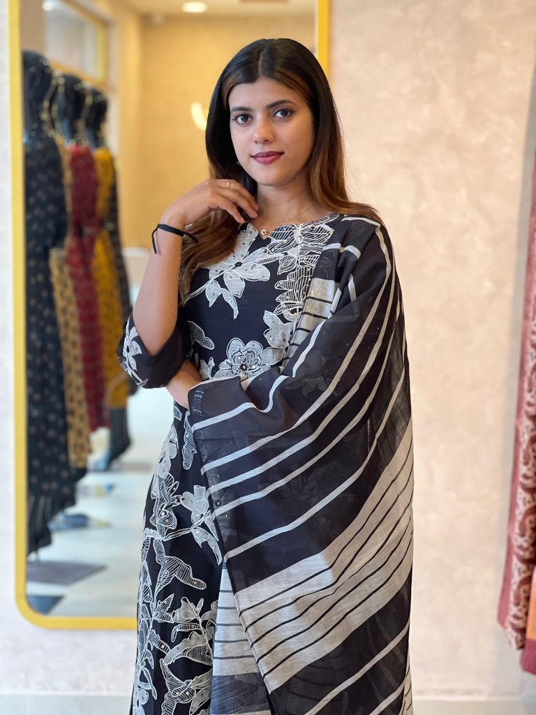 Linen Kurti Sets 5056