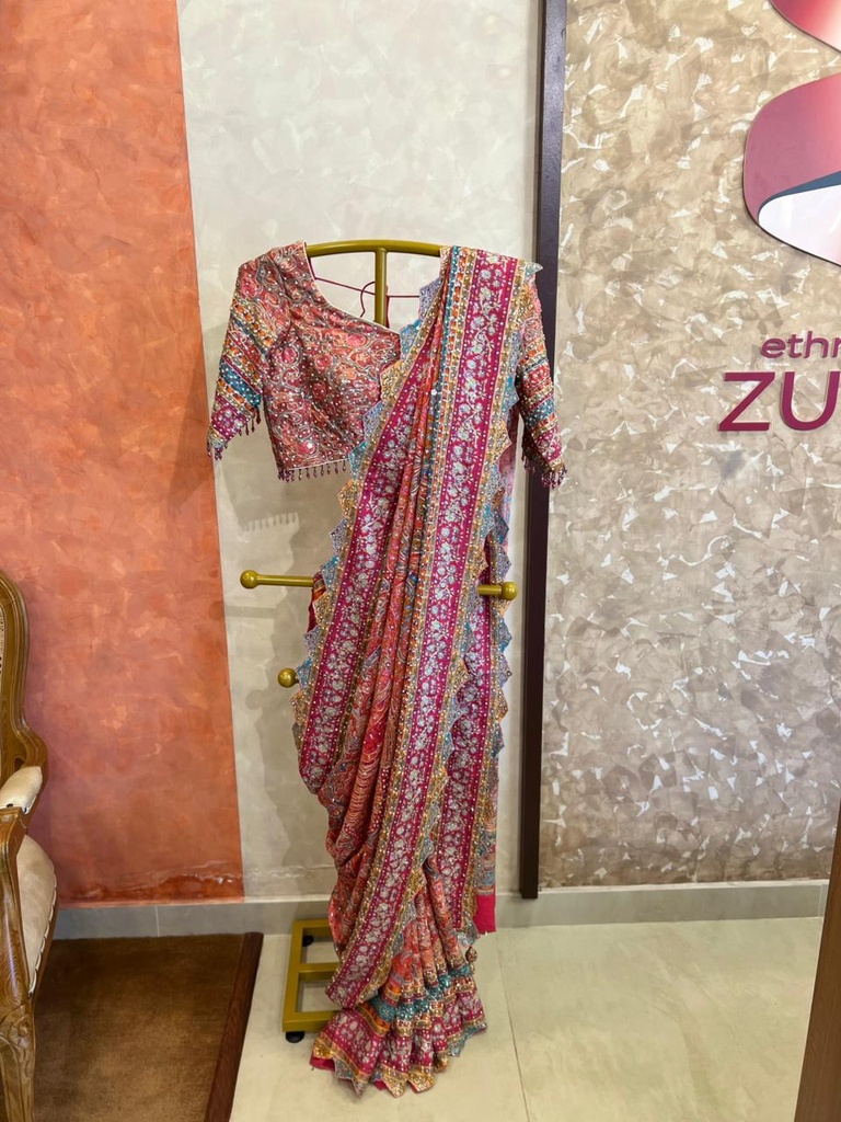 Premium Chiffon Sarees 5018 Pink