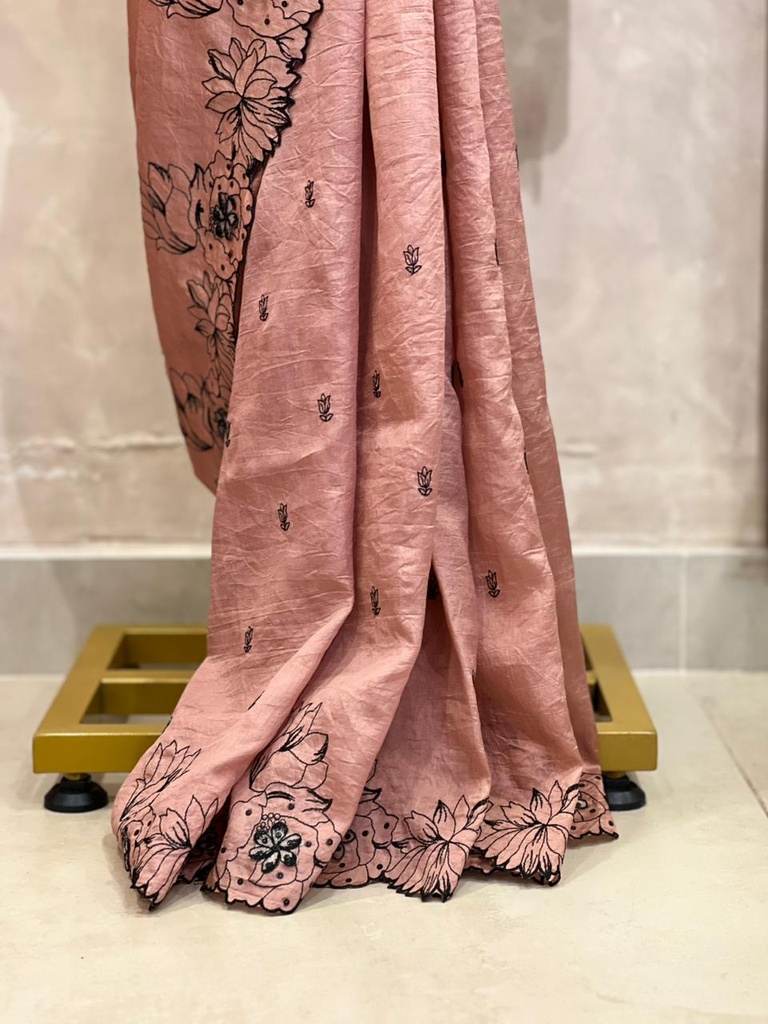 Soft Chanderi Embroidered Saree 5018 Pink