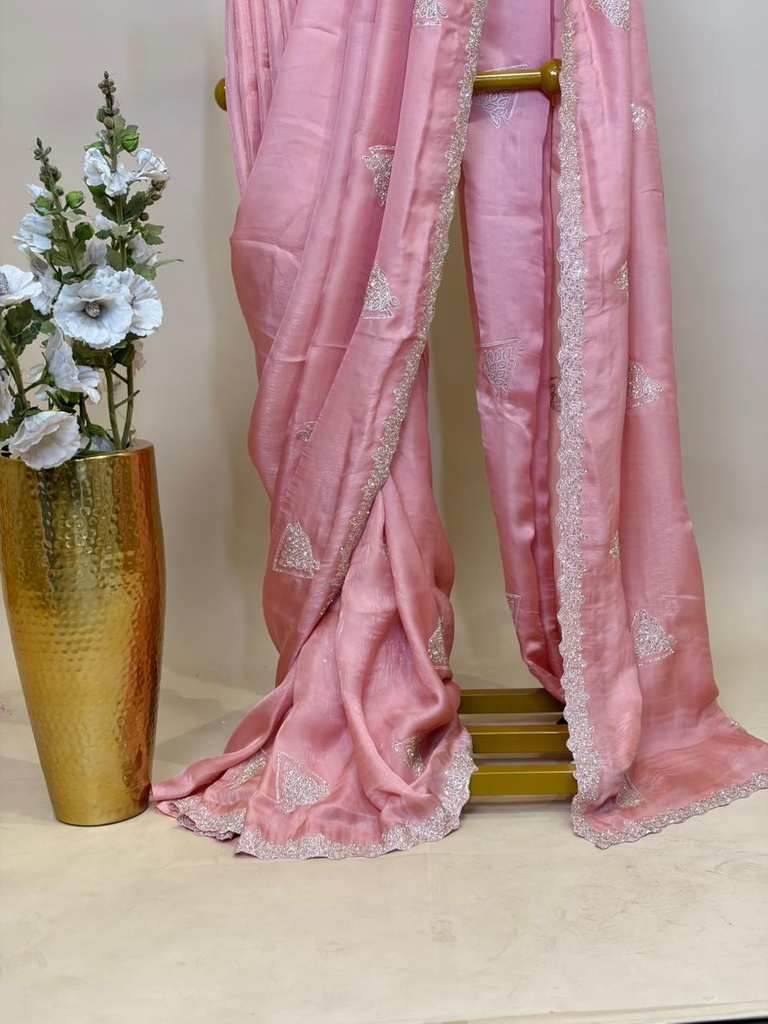 Premium Organza Sarees 5018 Pink