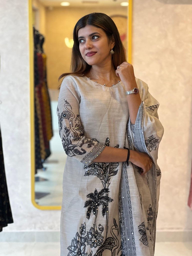 Linen Kurti Sets 5046