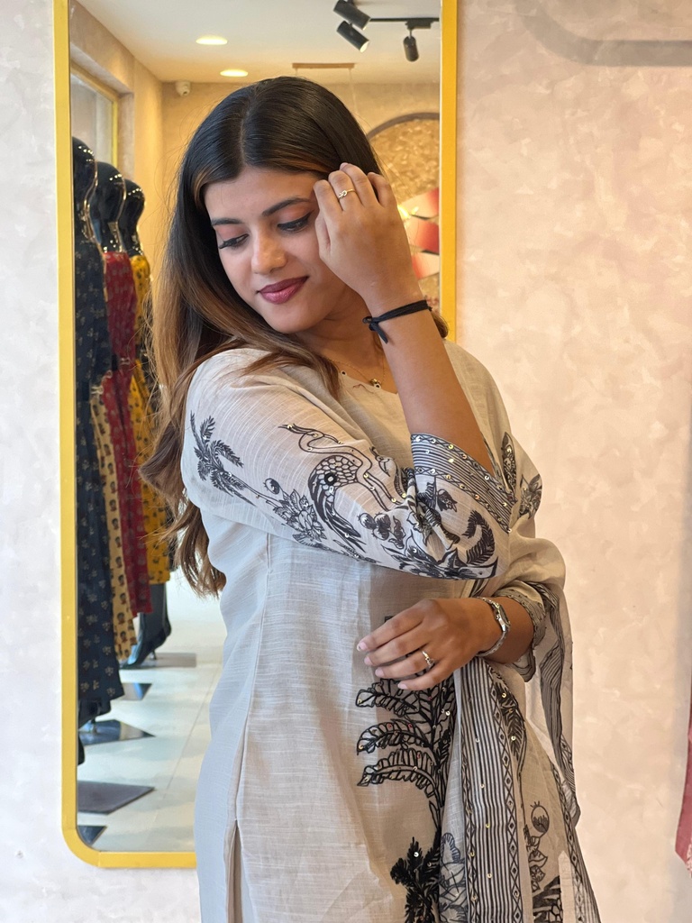 Linen Kurti Sets 5046